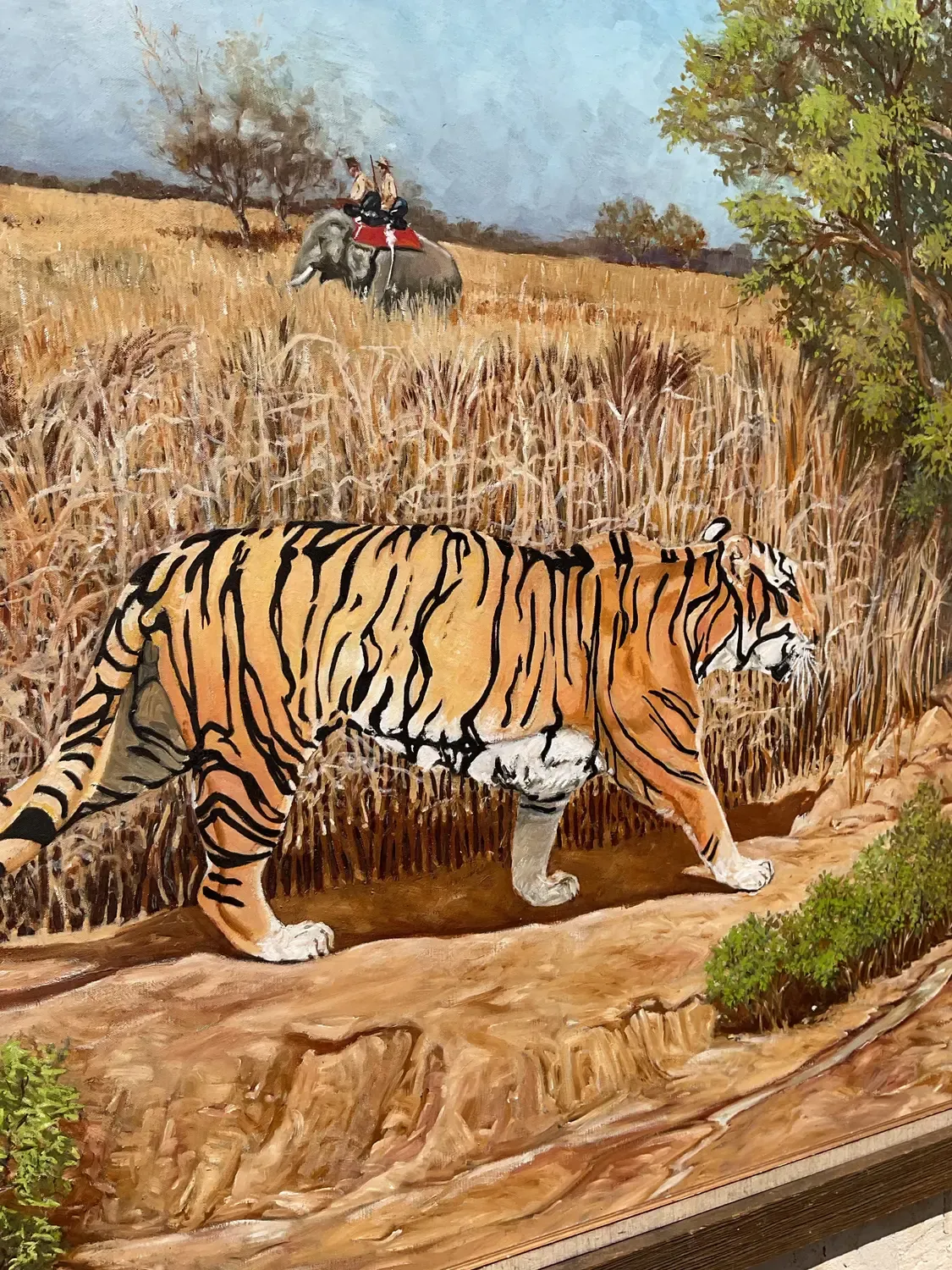 Vintage Boho Monumental Tiger Original Oil Painting on Canvas — additional photo 5