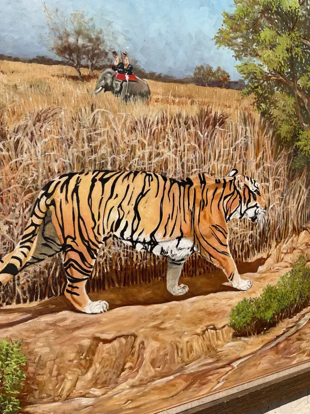Vintage Boho Monumental Tiger Original Oil Painting on Canvas — additional photo 5
