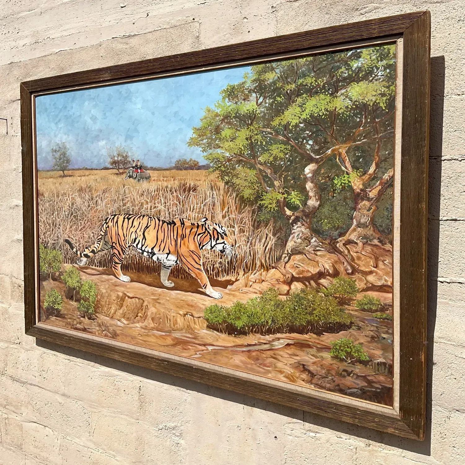 Vintage Boho Monumental Tiger Original Oil Painting on Canvas — additional photo 7