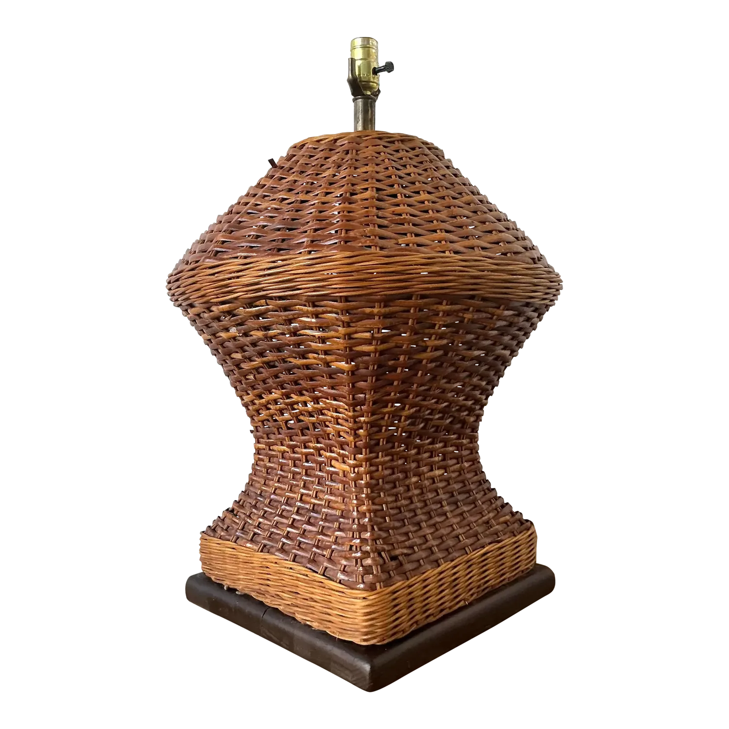 Vintage Boho Monumental Woven Rattan Lamp
