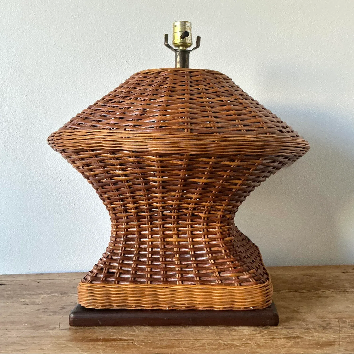 Vintage Boho Monumental Woven Rattan Lamp — additional photo 1