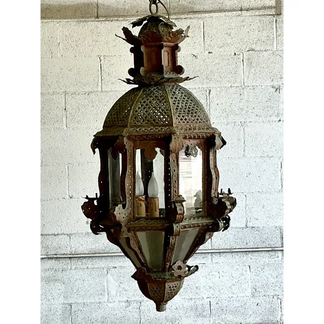 Vintage Boho Moroccan Patinated Lantern — additional photo 2