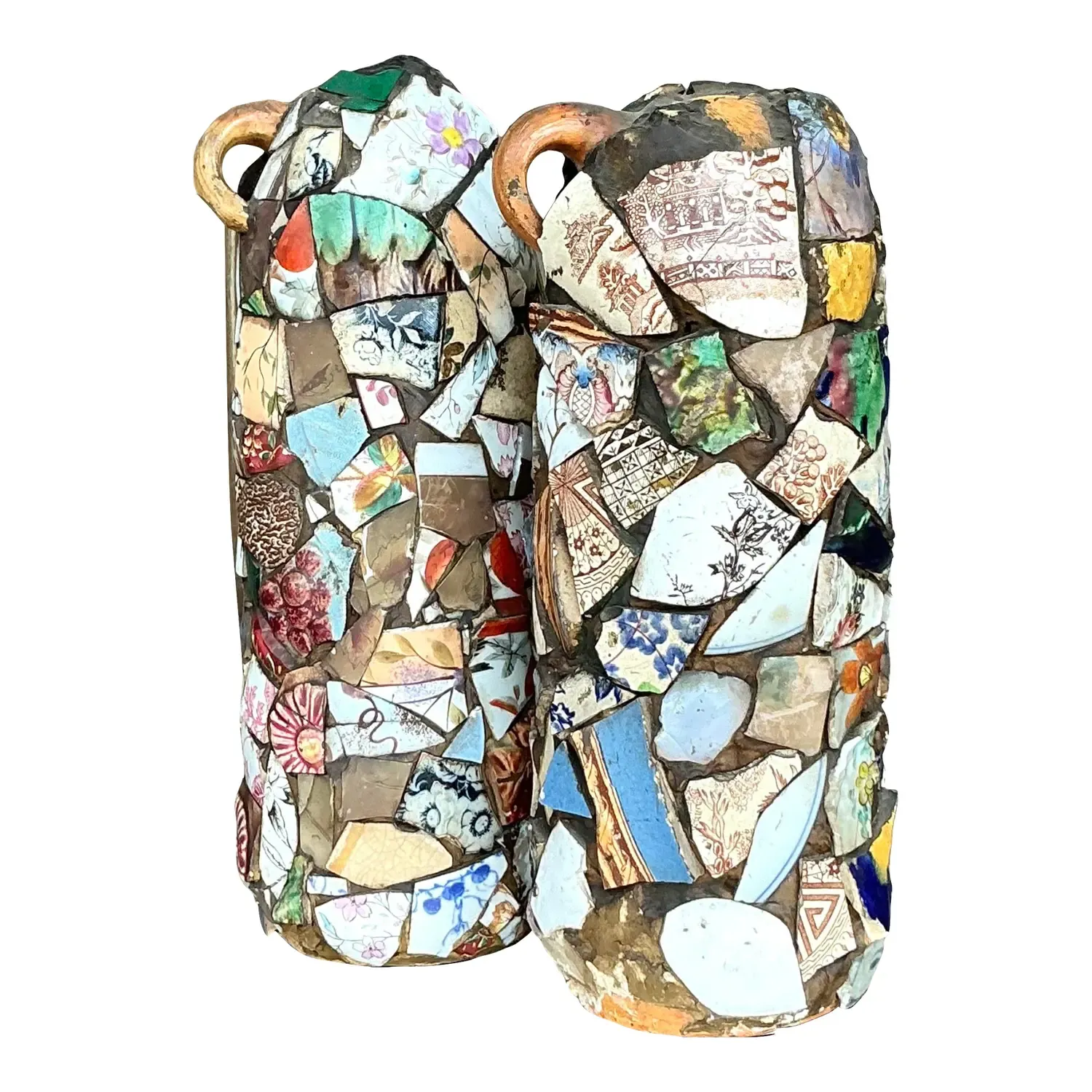 Vintage Boho Mosaic Memory Jugs - a Pair — additional photo 1