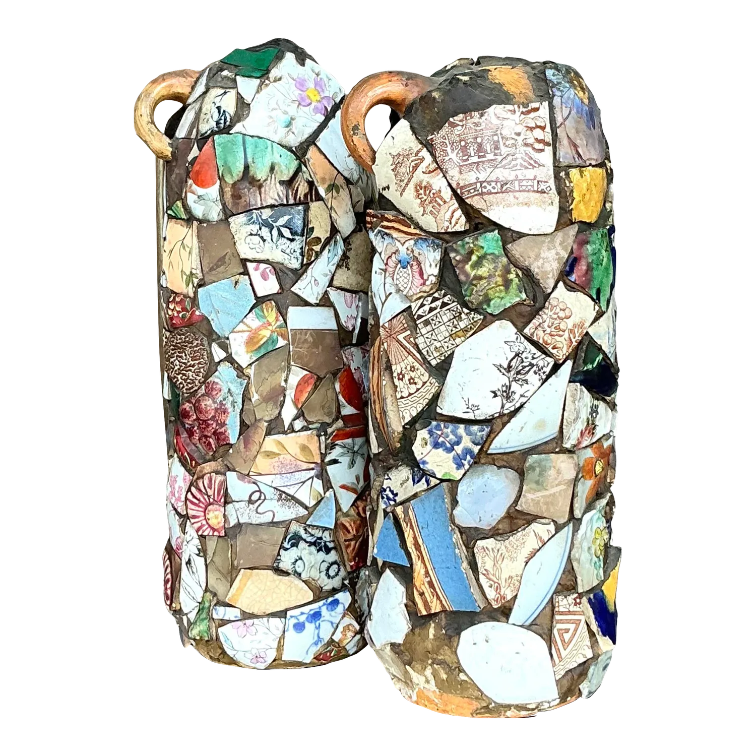 Vintage Boho Mosaic Memory Jugs - a Pair — additional photo 3