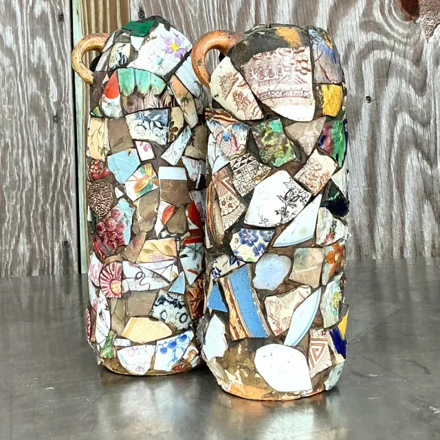 Vintage Boho Mosaic Memory Jugs - a Pair — additional photo 6