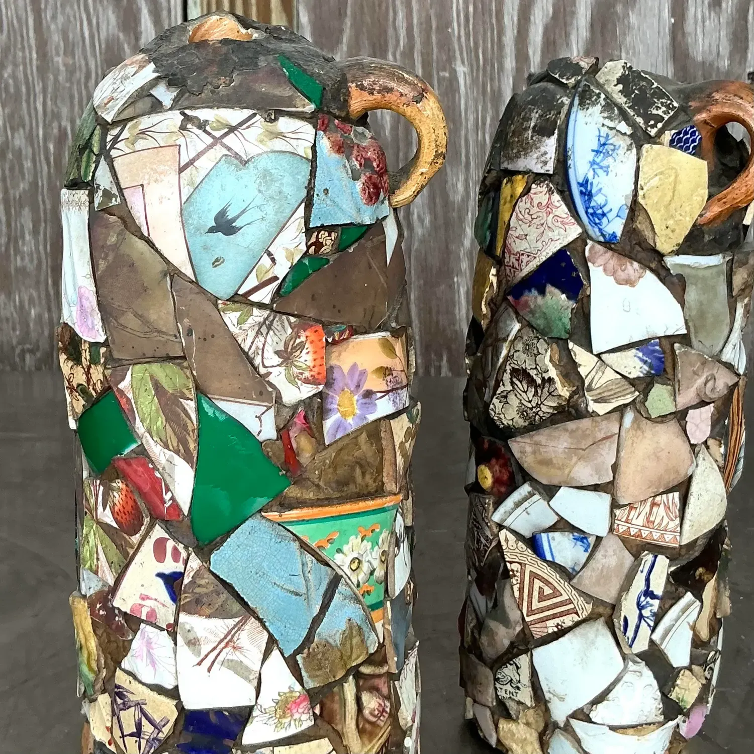 Vintage Boho Mosaic Memory Jugs - a Pair — additional photo 7