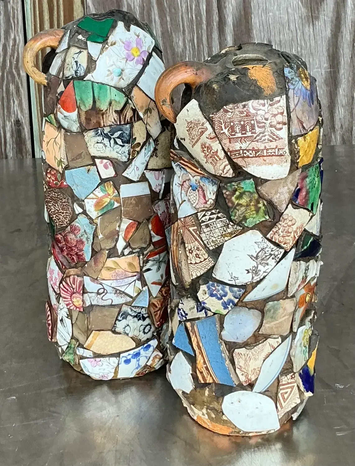 Vintage Boho Mosaic Memory Jugs - a Pair — additional photo 8