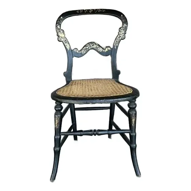 Vintage Boho Mother of Pearl Inlay Papier Mache Chair — additional photo 1