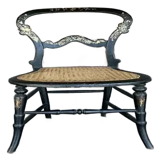 Vintage Boho Mother of Pearl Inlay Papier Mache Chair — additional photo 2