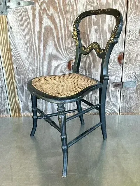 Vintage Boho Mother of Pearl Inlay Papier Mache Chair — additional photo 3