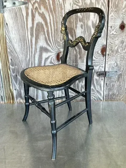Vintage Boho Mother of Pearl Inlay Papier Mache Chair — additional photo 5