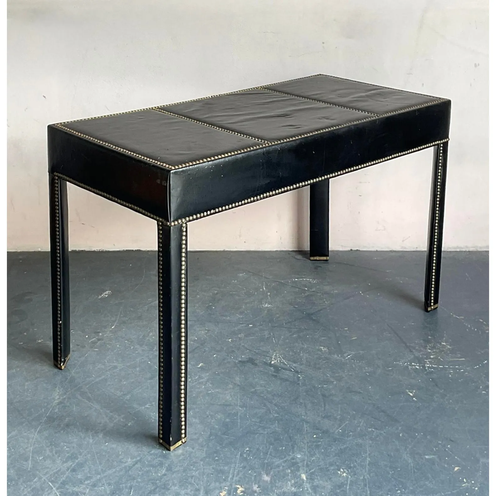 Vintage Boho Nailhead Leather Desk — additional photo 2