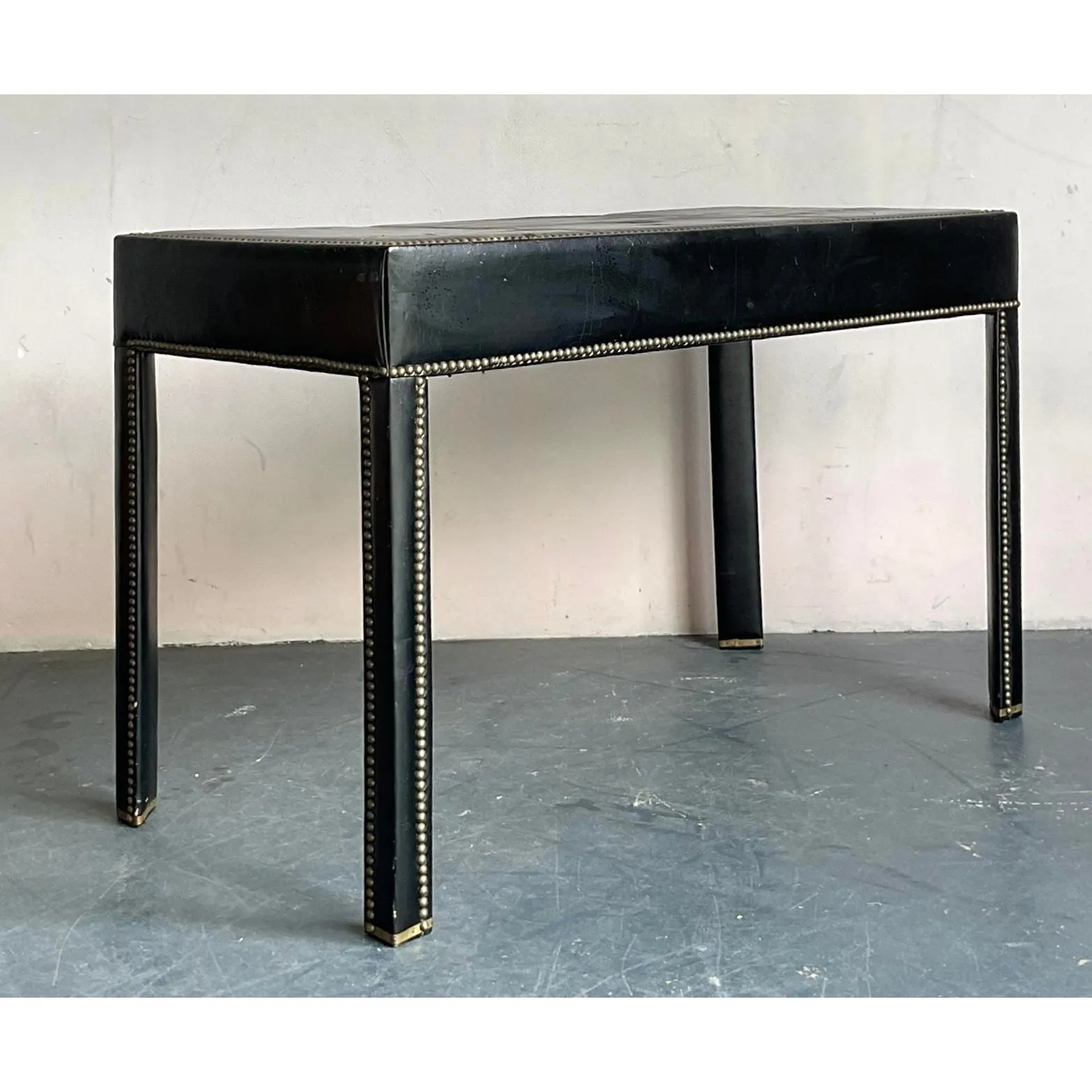 Vintage Boho Nailhead Leather Desk — additional photo 3