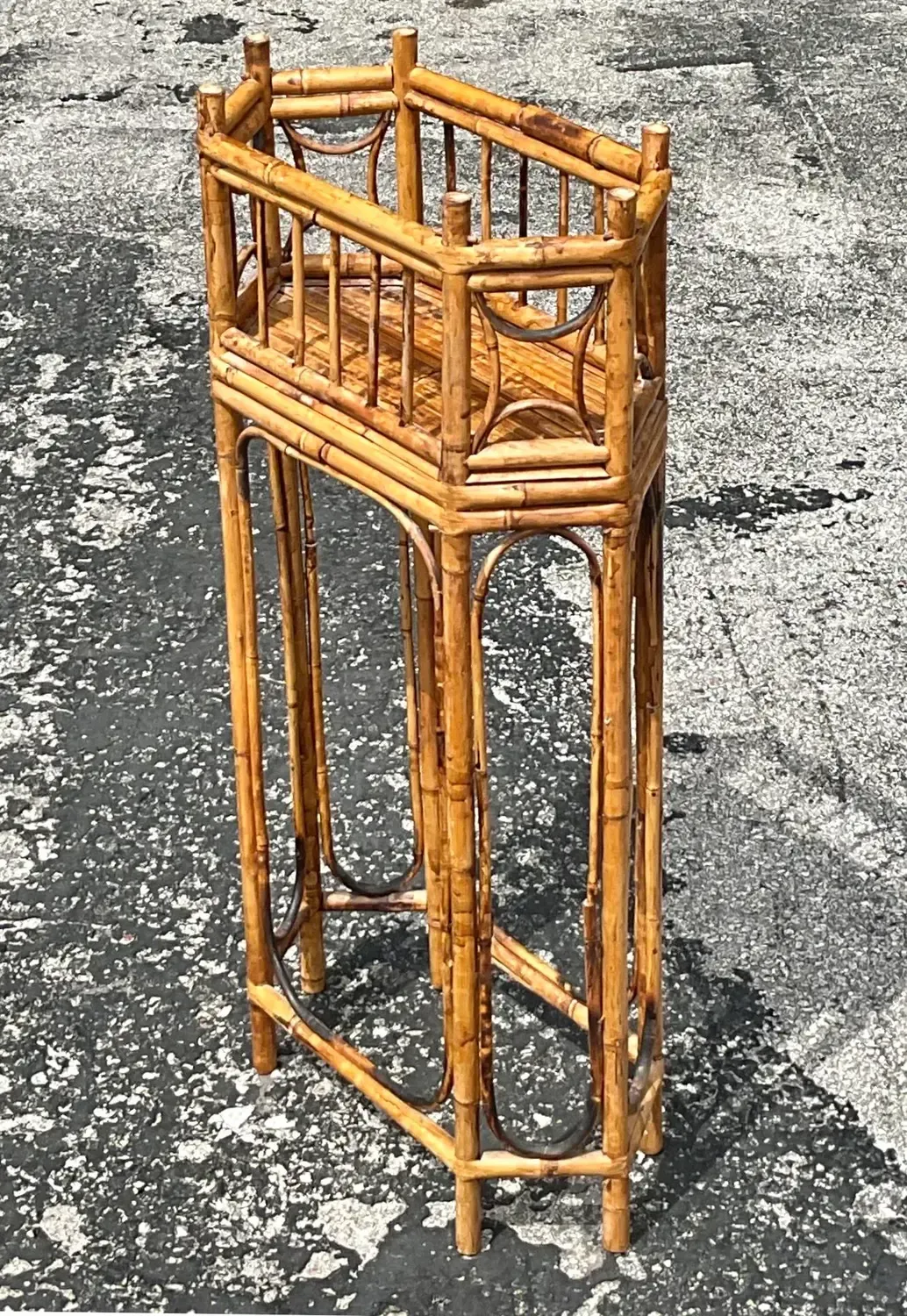 Vintage Boho Octagonal Bamboo Plant Stand — additional photo 2