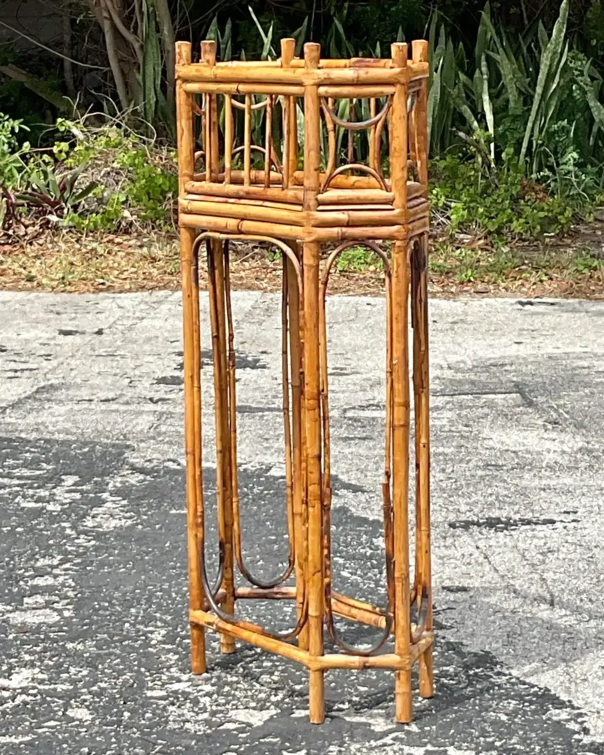 Vintage Boho Octagonal Bamboo Plant Stand — additional photo 4