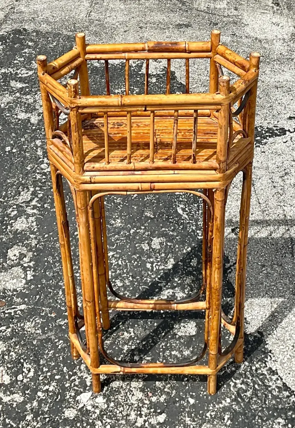 Vintage Boho Octagonal Bamboo Plant Stand — additional photo 7