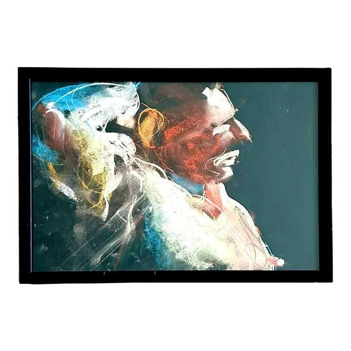 Vintage Boho Oil Crayon Figural Painting on Paper — additional photo 1