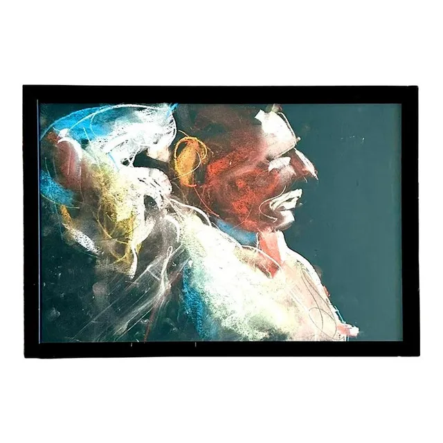 Vintage Boho Oil Crayon Figural Painting on Paper — additional photo 1