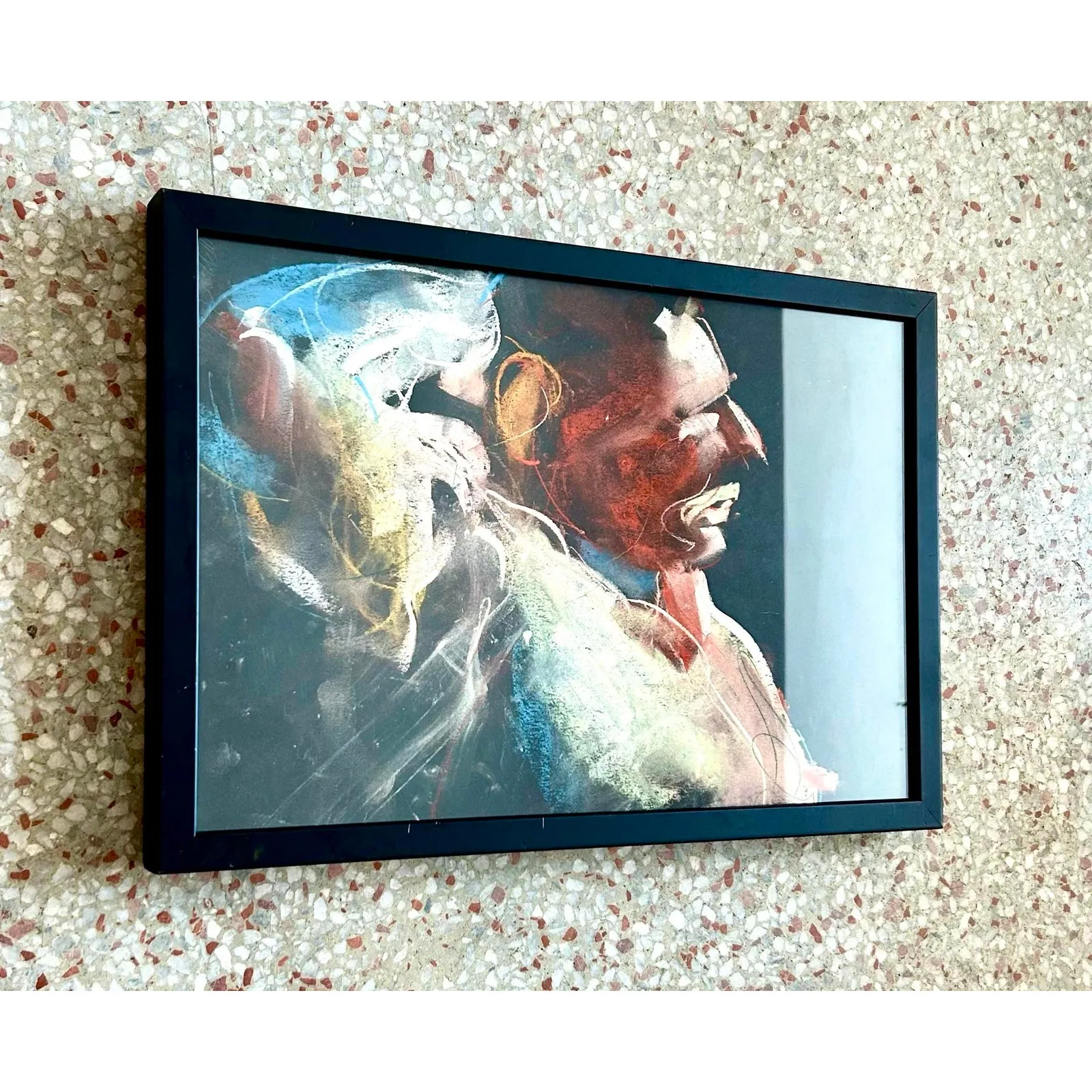 Vintage Boho Oil Crayon Figural Painting on Paper — additional photo 4