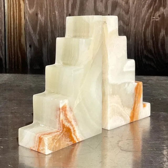 Vintage Boho Onyx Bookends - Set of 2 - Onyx, 5W x 7.75H — additional photo 3