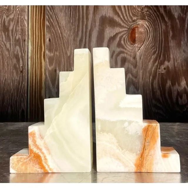 Vintage Boho Onyx Bookends - Set of 2 - Onyx, 5W x 7.75H — additional photo 4
