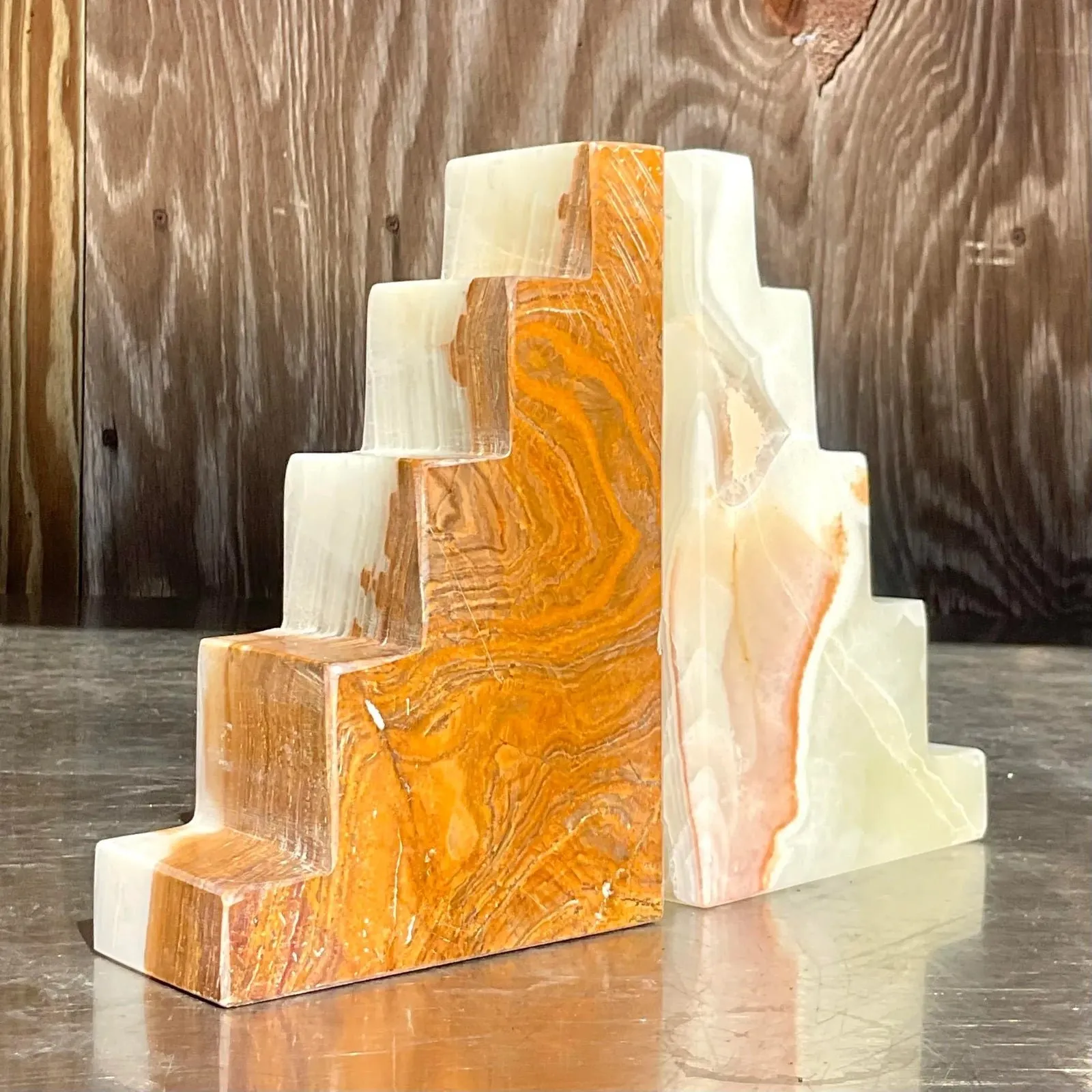 Vintage Boho Onyx Bookends - Set of 2 - Onyx, 5W x 7.75H — additional photo 5