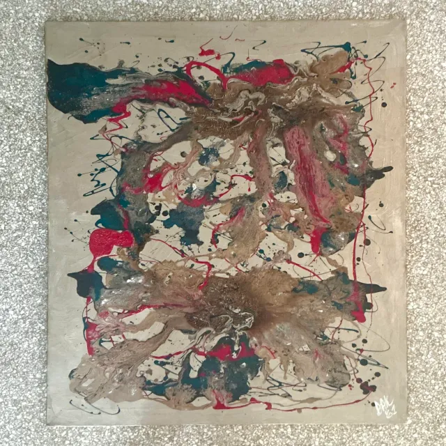 Vintage Boho Original 1961 Abstract Oil Painting on Canvas — additional photo 4