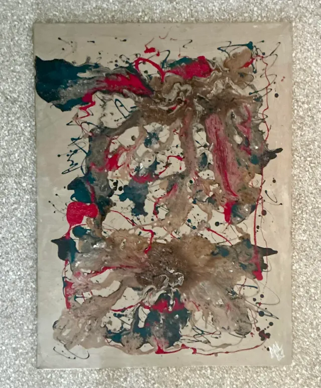 Vintage Boho Original 1961 Abstract Oil Painting on Canvas — additional photo 5