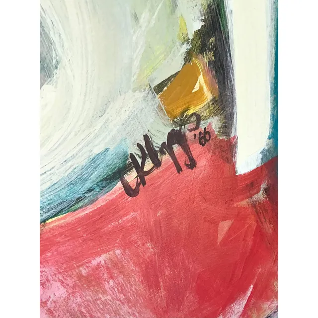 Vintage Boho Original 1966 Abstract Oil on Canvas — additional photo 3