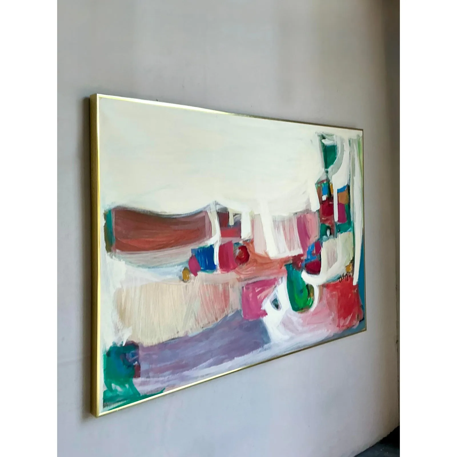 Vintage Boho Original 1966 Abstract Oil on Canvas — additional photo 5