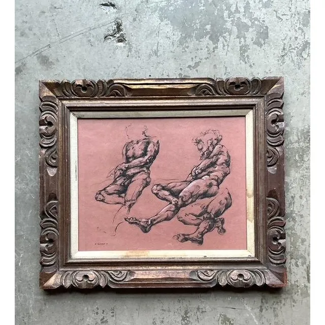 Vintage Boho Original 1977 Paper Anatomy Sketch on Paper — additional photo 3
