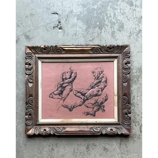 Vintage Boho Original 1977 Paper Anatomy Sketch on Paper — additional photo 4