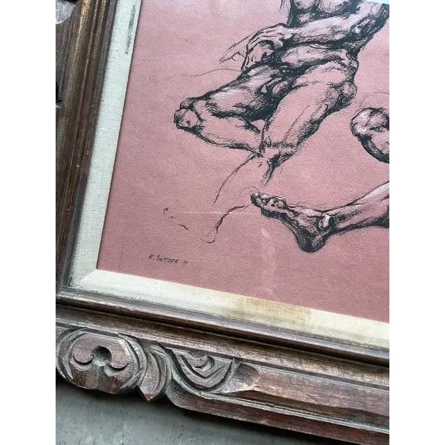 Vintage Boho Original 1977 Paper Anatomy Sketch on Paper — additional photo 5
