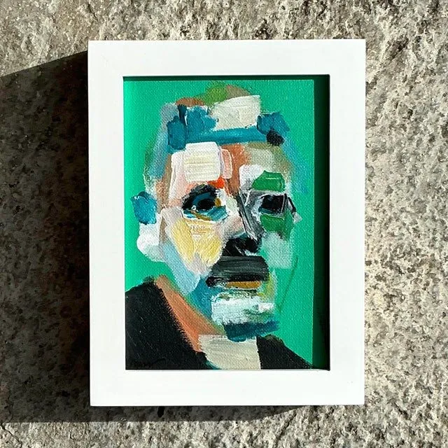 Vintage Boho Original Abstract Expressionist Oil Portrait on Canvas - Oil Paint, 5W x 7H — additional photo 1