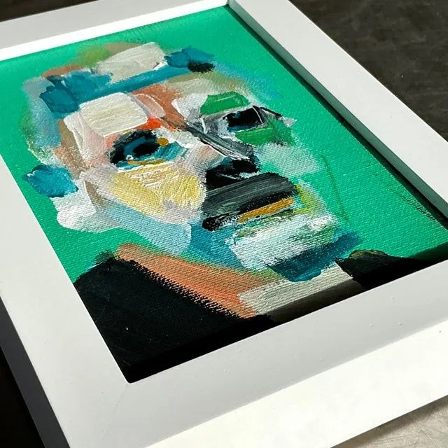 Vintage Boho Original Abstract Expressionist Oil Portrait on Canvas - Oil Paint, 5W x 7H — additional photo 3