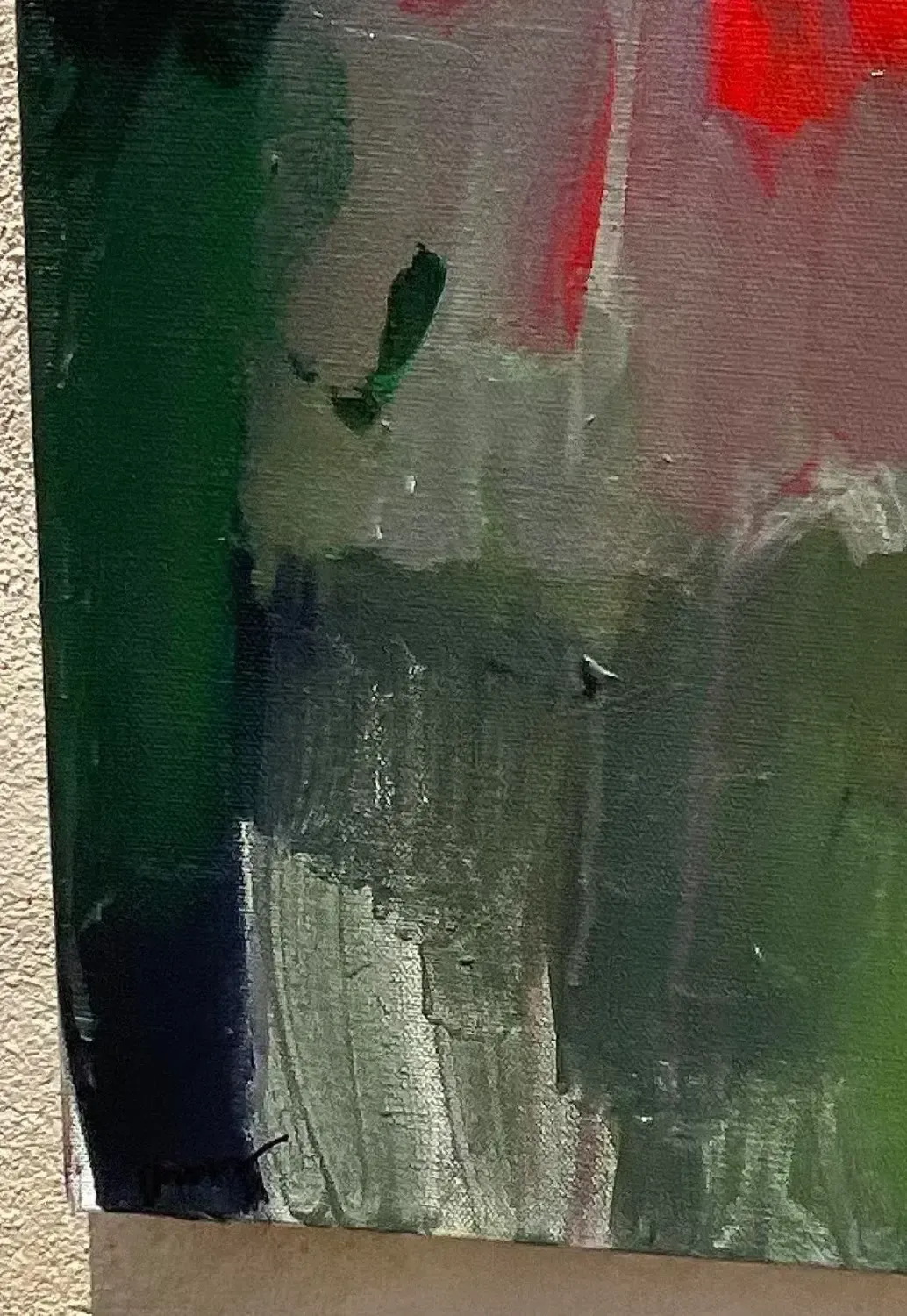 Vintage Boho Original Abstract Expressionist Oil Portrait on Canvas Painting — additional photo 2