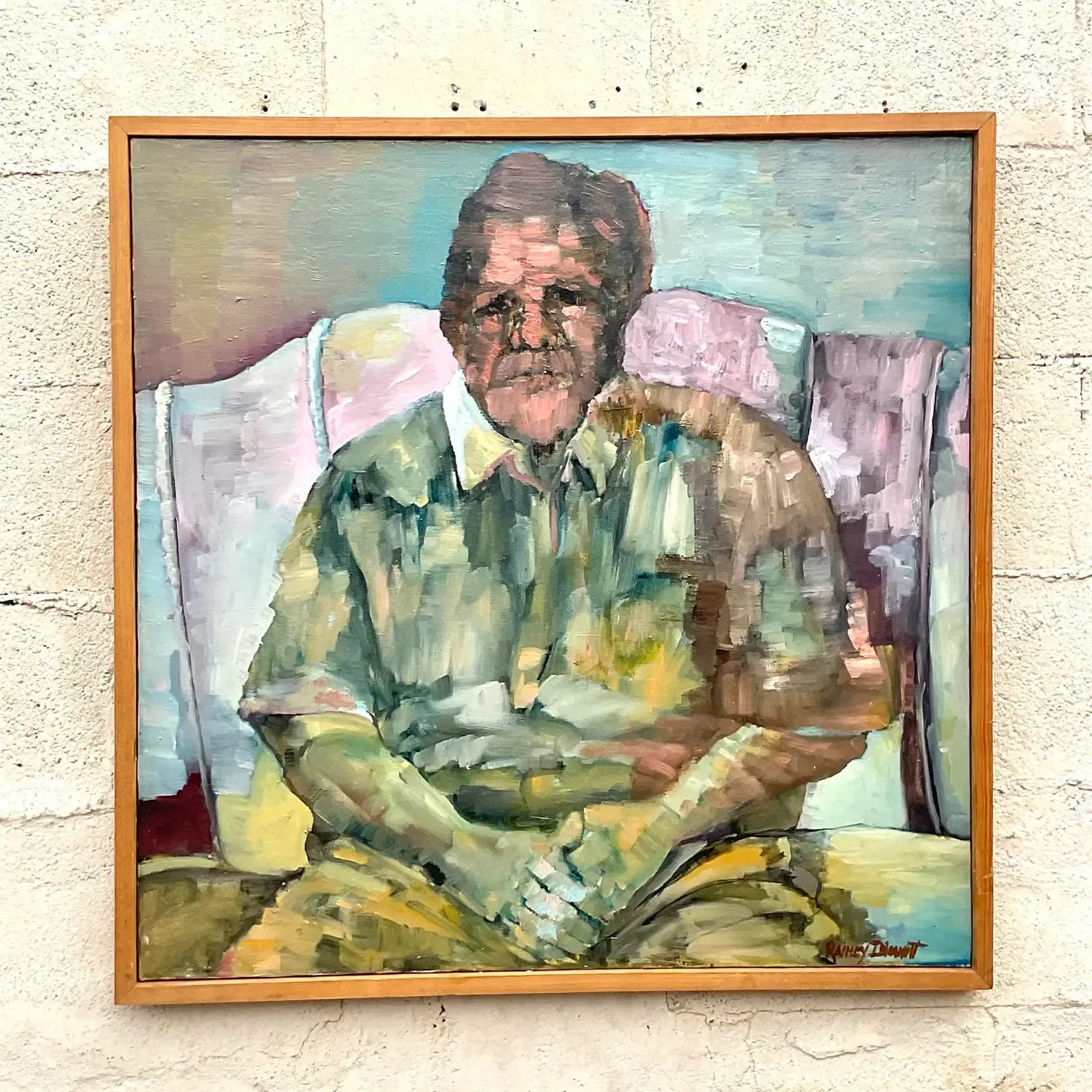 Vintage Boho Original Abstract Figural Oil on Canvas Painting — additional photo 1