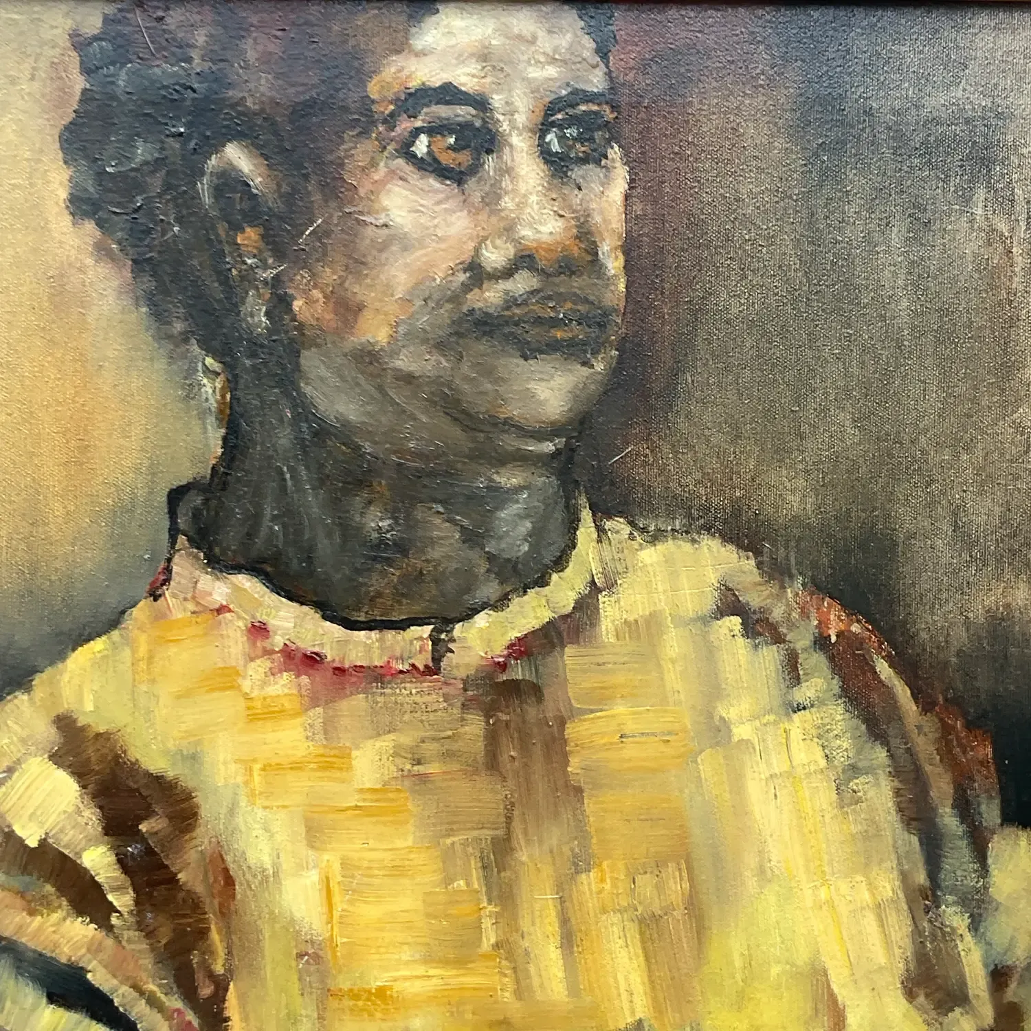 Vintage Boho Original Abstract Figural Oil on Canvas Painting — additional photo 2