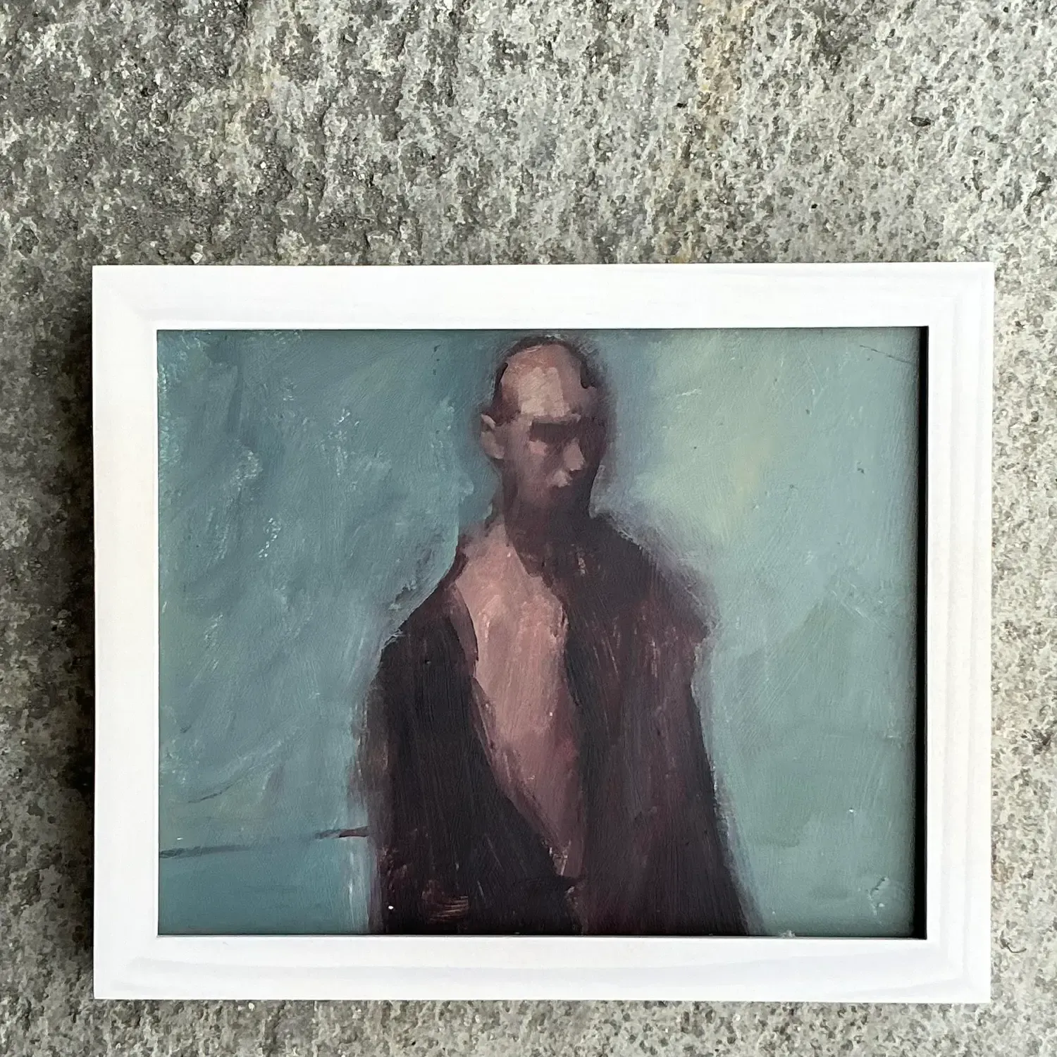 Vintage Boho Original Abstract Figural Oil Painting on Board — additional photo 2