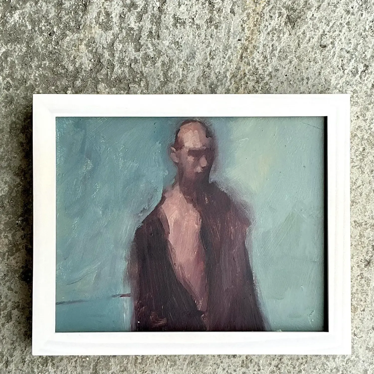 Vintage Boho Original Abstract Figural Oil Painting on Board — additional photo 4