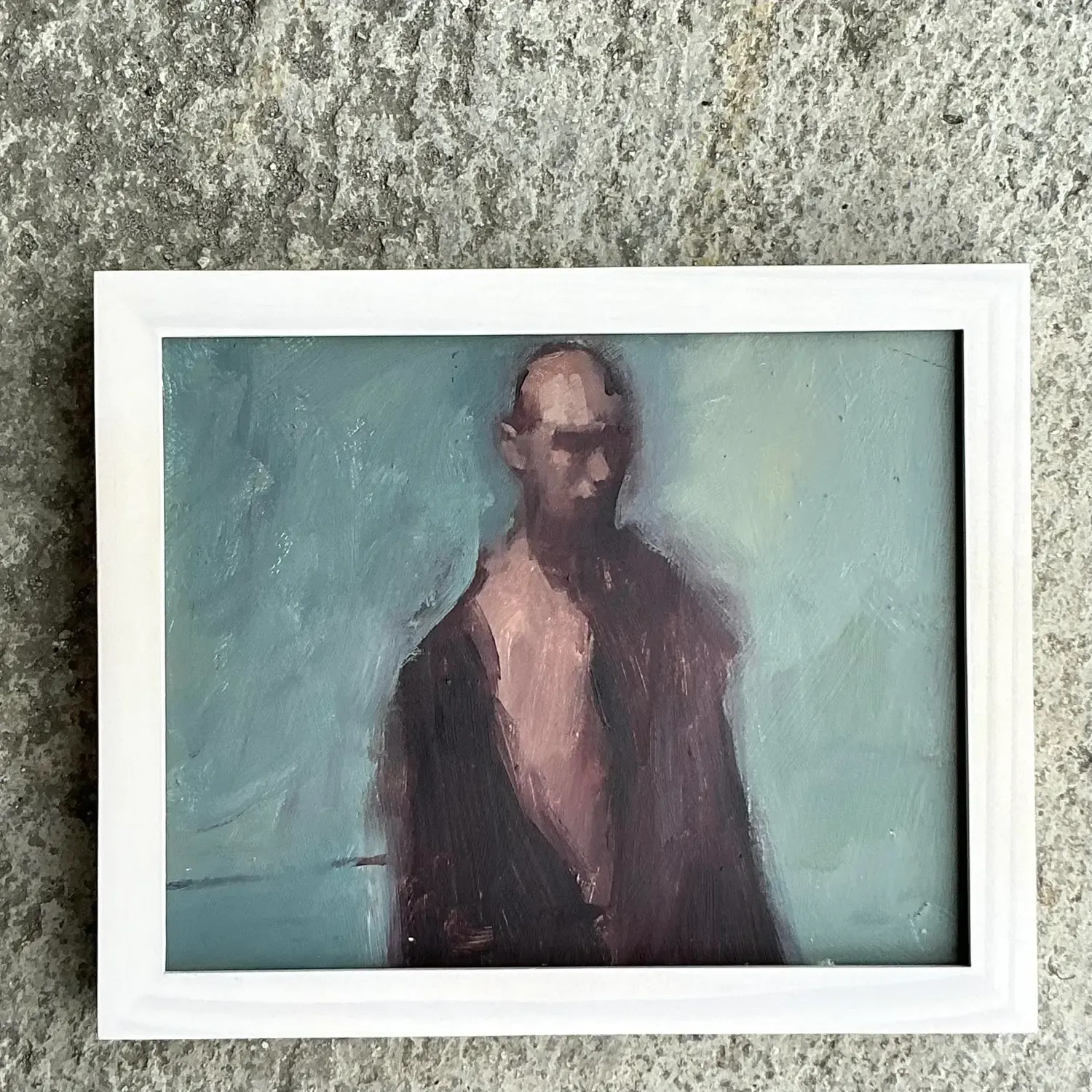 Vintage Boho Original Abstract Figural Oil Painting on Board — additional photo 5