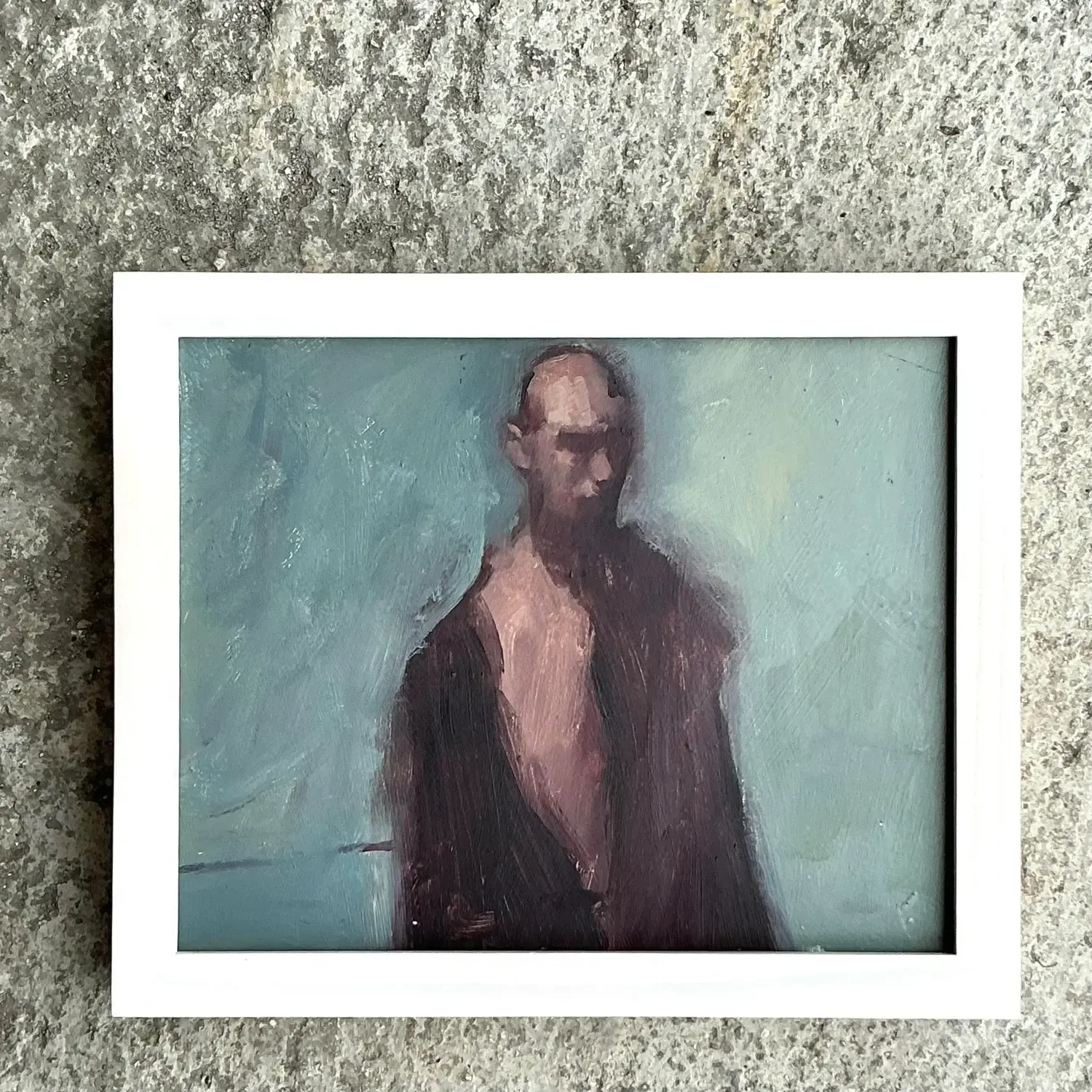 Vintage Boho Original Abstract Figural Oil Painting on Board — additional photo 6