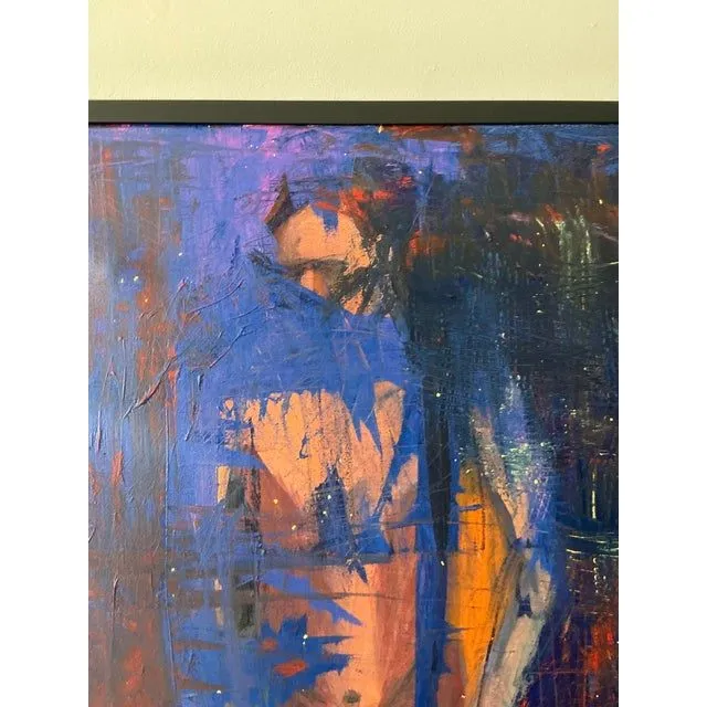 Vintage Boho Original Abstract Figurative Oil on Canvas Painting — additional photo 3