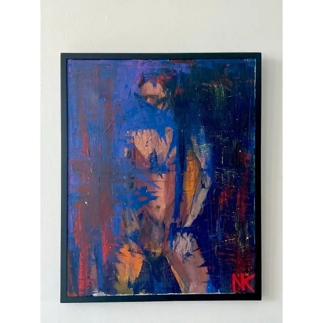 Vintage Boho Original Abstract Figurative Oil on Canvas Painting — additional photo 4