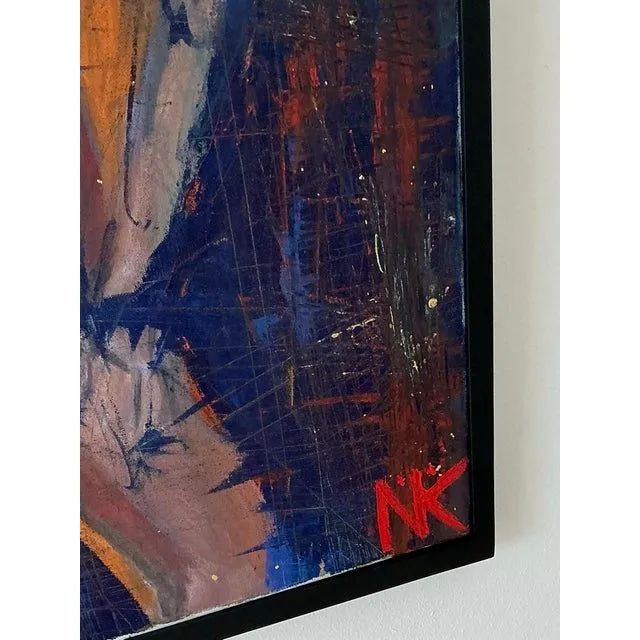 Vintage Boho Original Abstract Figurative Oil on Canvas Painting — additional photo 5