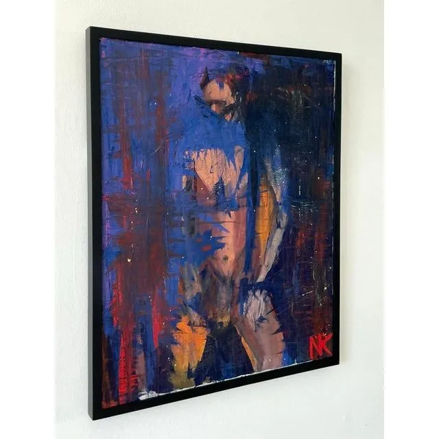 Vintage Boho Original Abstract Figurative Oil on Canvas Painting — additional photo 6