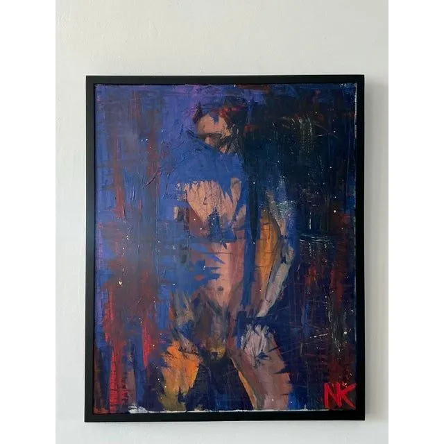 Vintage Boho Original Abstract Figurative Oil on Canvas Painting — additional photo 7