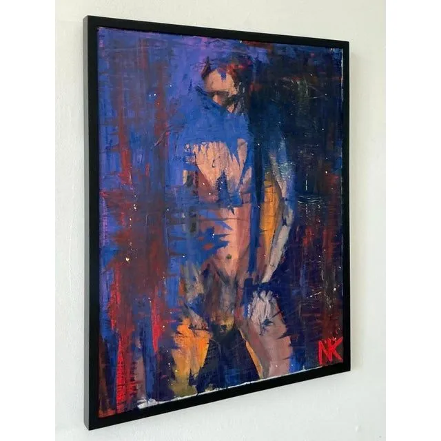Vintage Boho Original Abstract Figurative Oil on Canvas Painting — additional photo 8