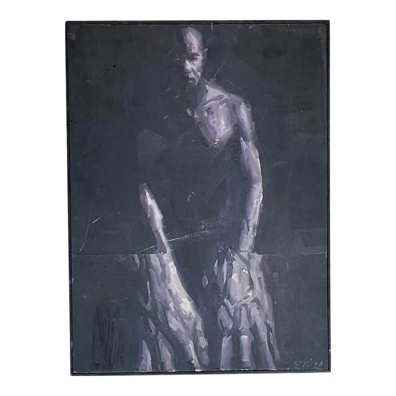 Vintage Boho Original Abstract Figurative Oil Painting on Board