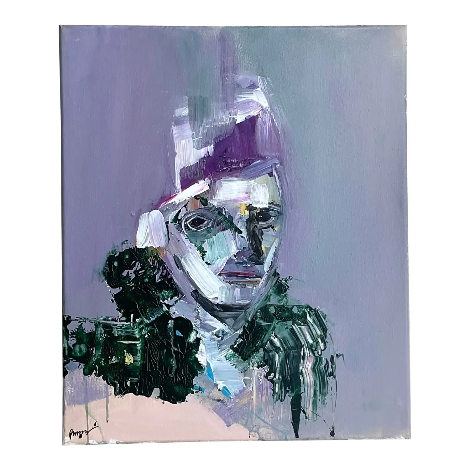 Vintage Boho Original Abstract Figurative Oil Painting on Canvas - Canvas, 20W x 24H — additional photo 1